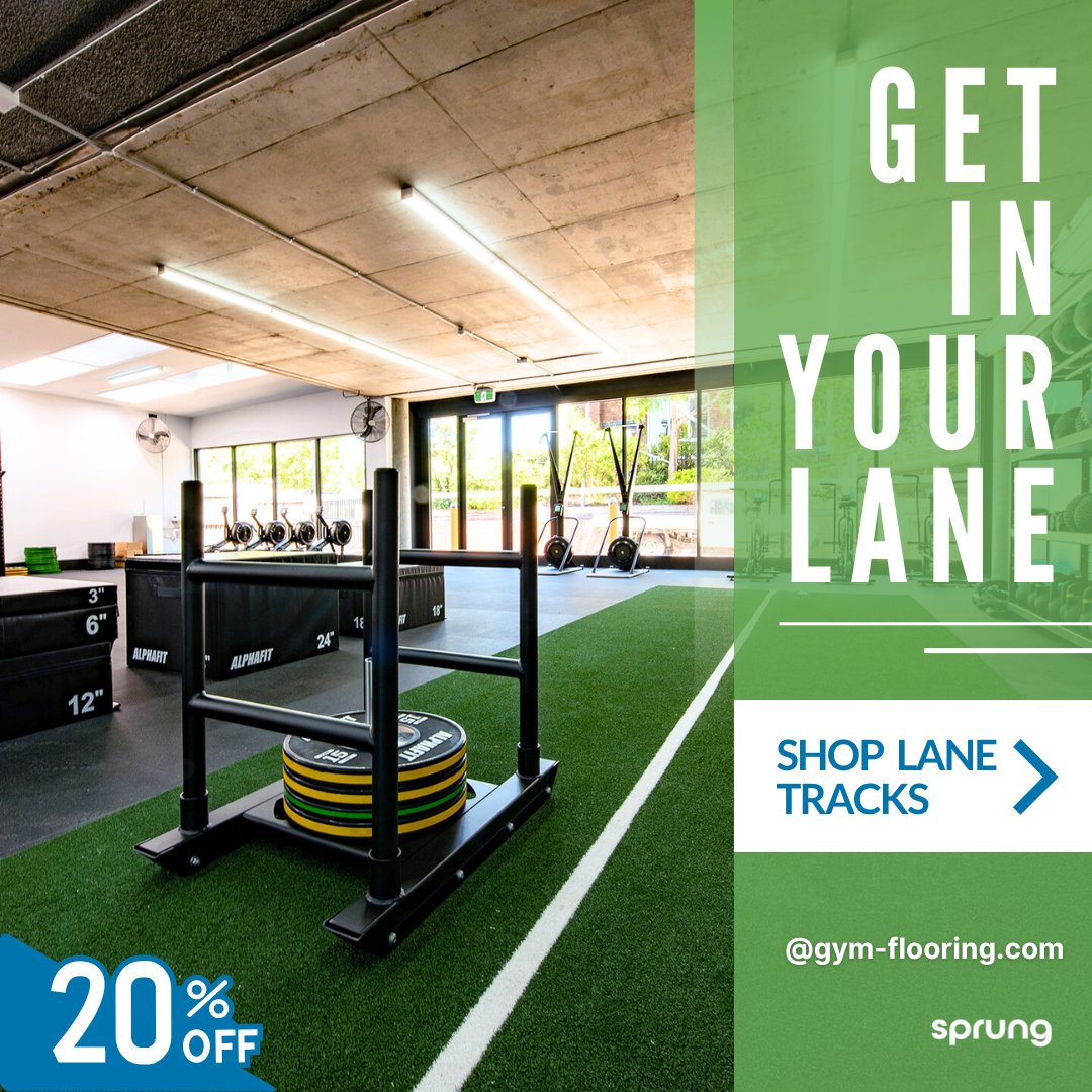 Get in the Zone - Discount on Gym Lane Tracks! #gymturf #sprinttracks #sledtracks #gymflooring