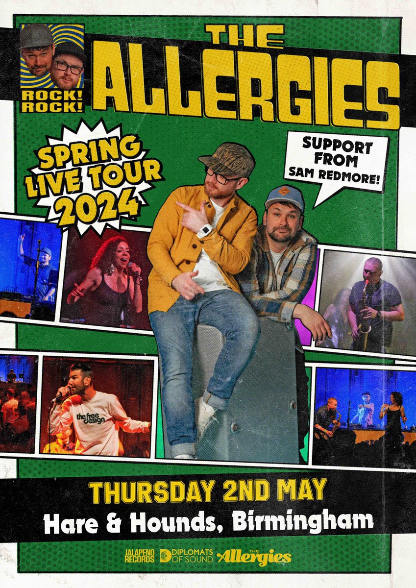 Birmingham crew! 2nd May I'm bringing @TheAllergiesUK to the @hareandhounds. You lucky people will also be able to see me on DJ support. Tickets onsale now! - skiddle.com/e/37264455