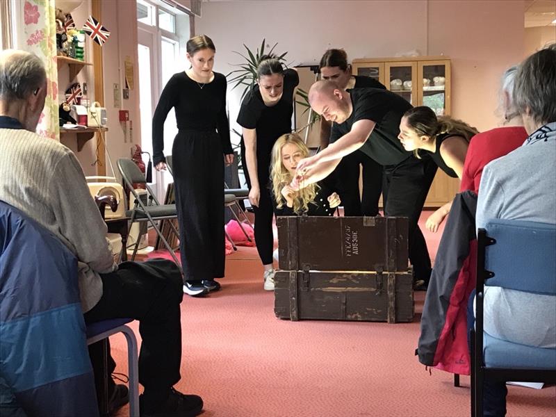 We were lucky enough to have some local Uni Drama students perform at Sycamore Singalongs . It was an amazing , funny and interactive performance with lots of songs and some dancing - our Singalong group thoroughly enjoyed it!