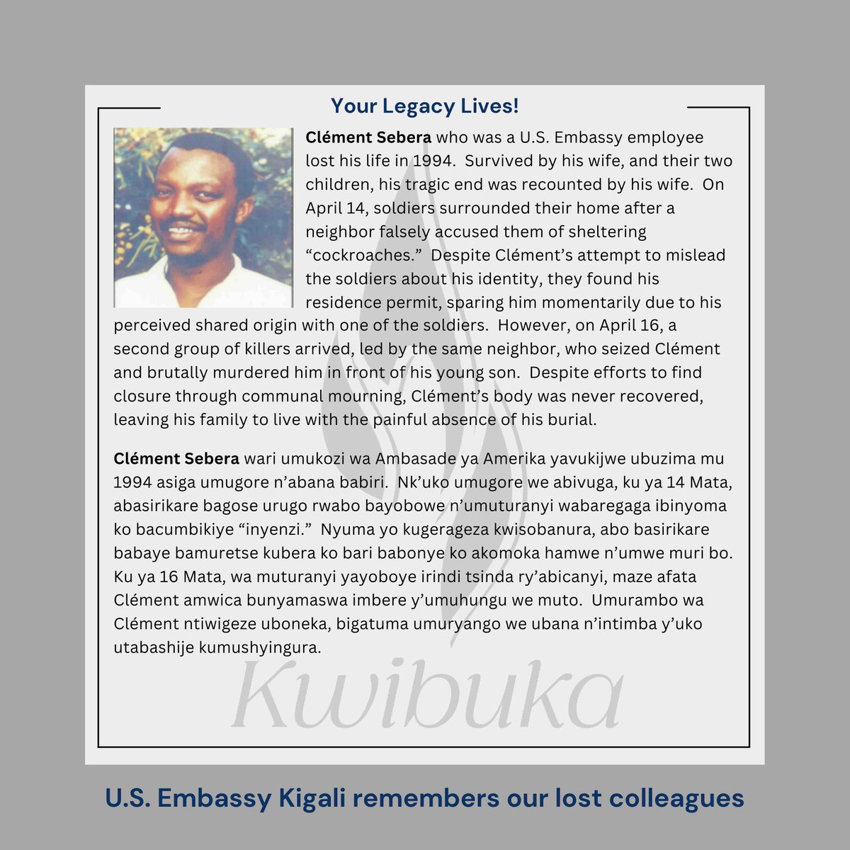Ambassador Eric Kneedler (@USAmbRwanda) on Twitter photo 2024-04-09 09:01:04