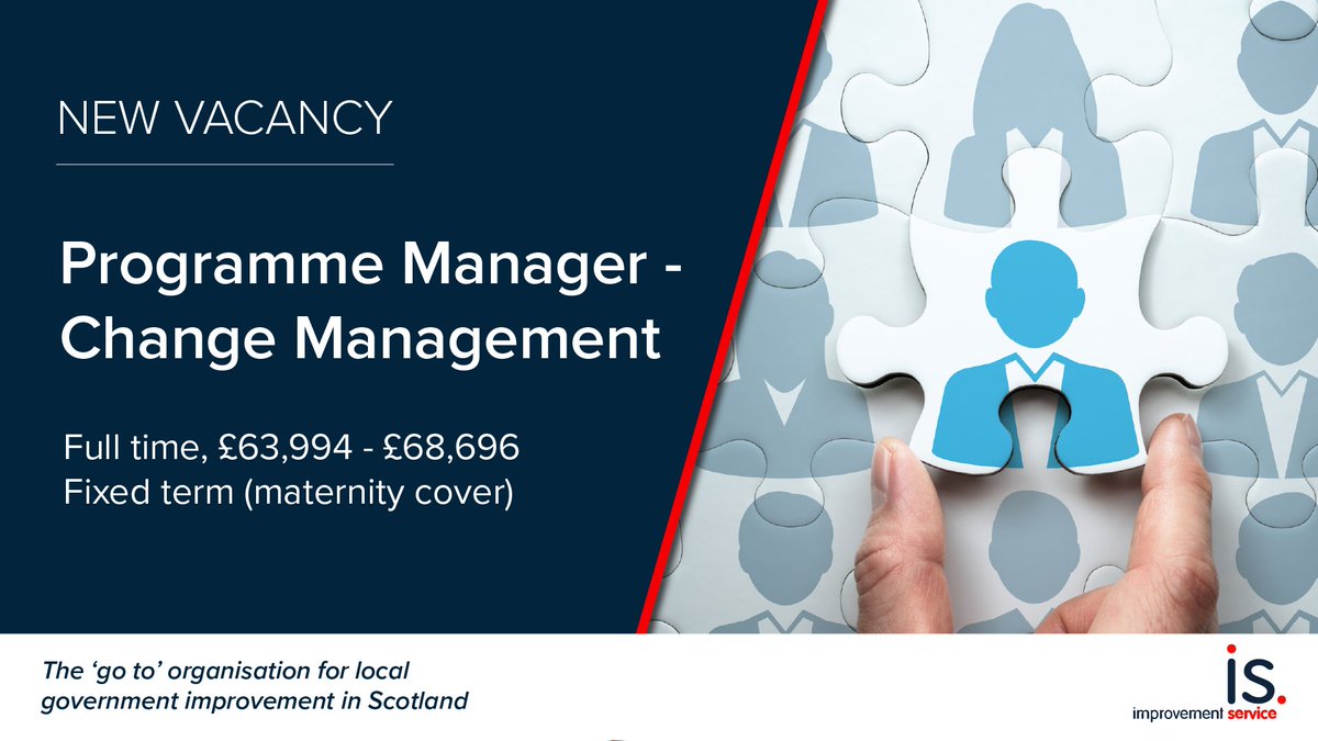 VACANCY: Change Management Programme Manager To be operational lead for the change management workstream & lead officer for the Solace/IS Transformation Programme Management Office. Full time, fixed term until Aug 25 £63,994 - £68,696 DOE ow.ly/LlmG50RaxG5