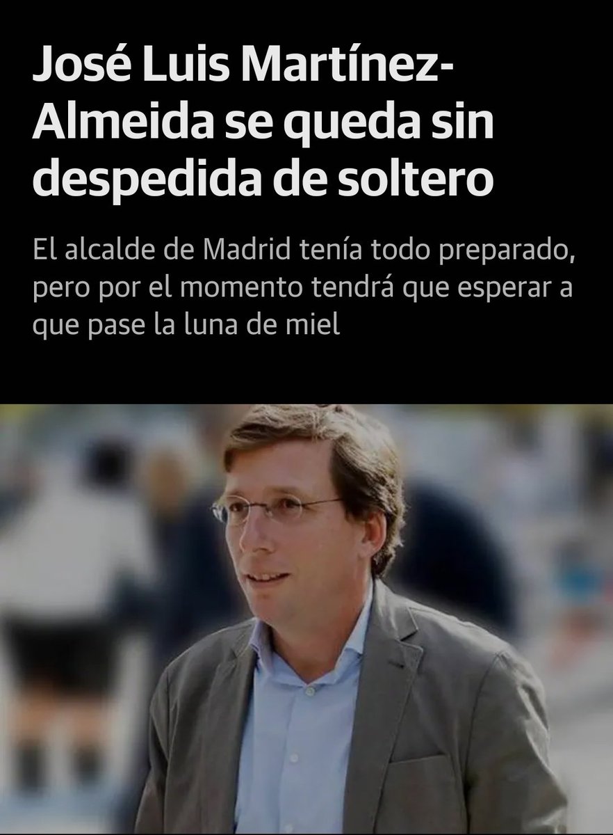 Señor <a href="/AlmeidaPP_/">José Luis Martínez-Almeida</a> tras esta terrible noticia nos hemos visto consternados. Nos ofrecemos a ayudarle a disfrutar de su despedida junto a <a href="/LopezMirasF/">Fernando López Miras</a> de una forma inolvidable. Las risas no faltarán 🤪🤪

Nos ayudáis a hacerlo posible?? <a href="/MADRID/">Ayuntamiento Madrid</a> <a href="/ComunidadMadrid/">Comunidad de Madrid</a>
#LaDespedidaAlmeida