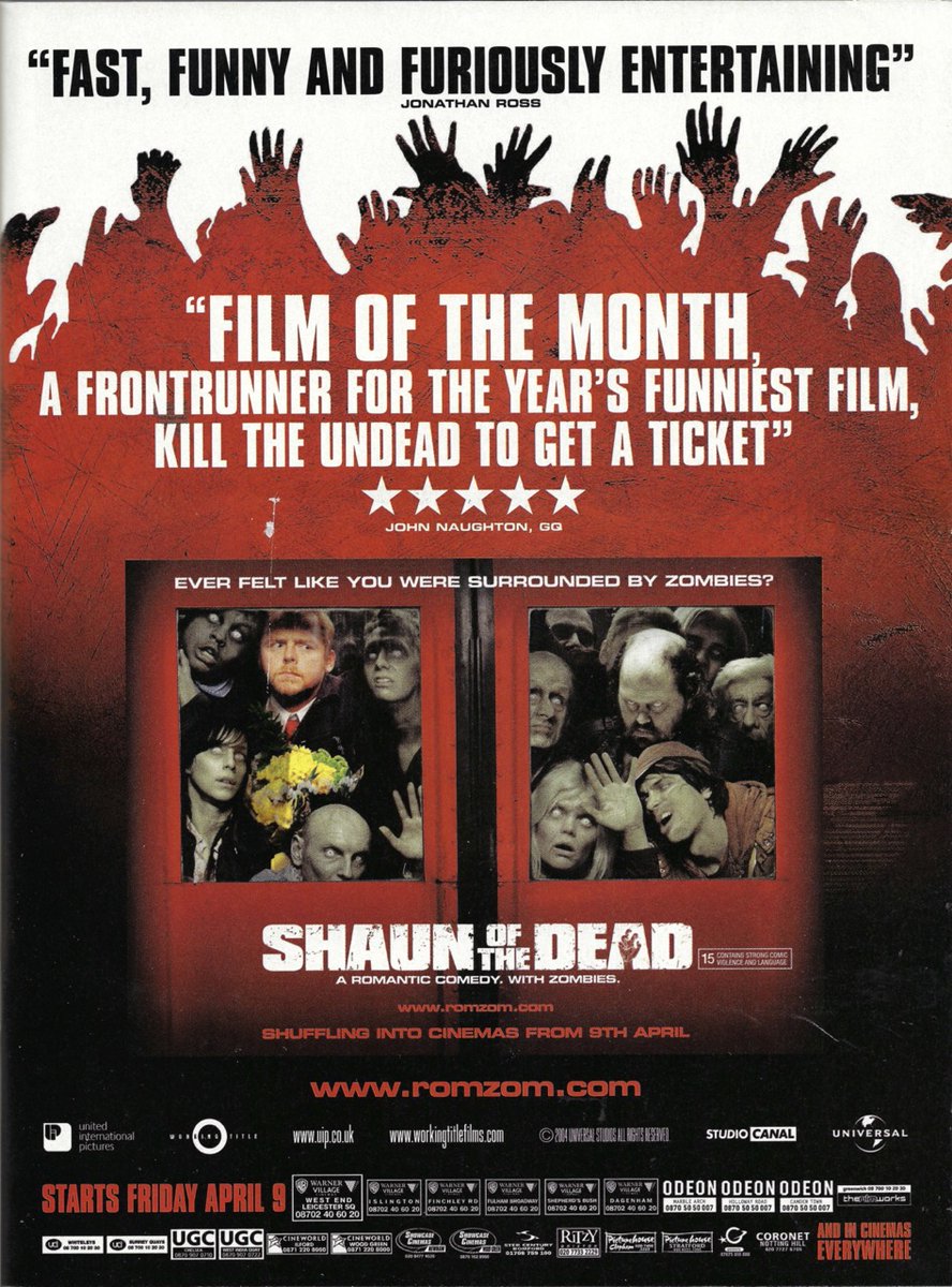 FictionComplete's tweet photo. Buy milk. Ring mum. Dodge zombies (again).

Today marks 20 years since the release of #shaunofthedead in the UK. And it will be returning to cinemas later this year to celebrate! Full details to follow soon. 

In the meantime, go to the Winchester and have a nice cold pint. https://t.co/yJulcq3THN