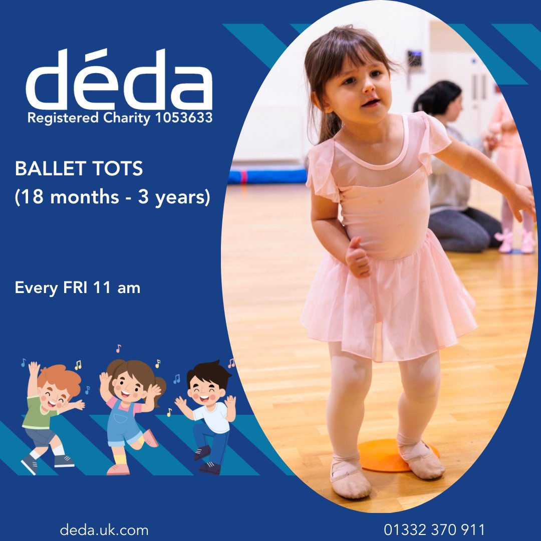 Introducing Ballet Tots for ages 18 months to 3 years! Join us for a fun introduction to ballet with creative exercises, songs, and games. Grown-ups are welcome to join in too!