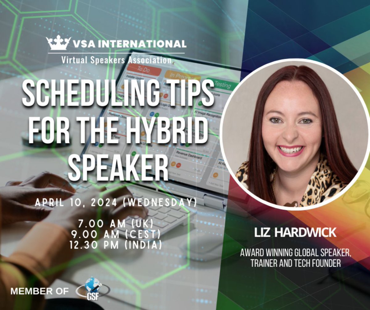 I'll be speaking tomorrow morning on productivity tips for hybrid speakers... A bespoke version of one of my keynote talks! bit.ly/4aLNmfN P.S. It's 8am UK time, not 7am as the image says, you'll understand if you join us, it's not the optimal time for my chronotype! 🤣