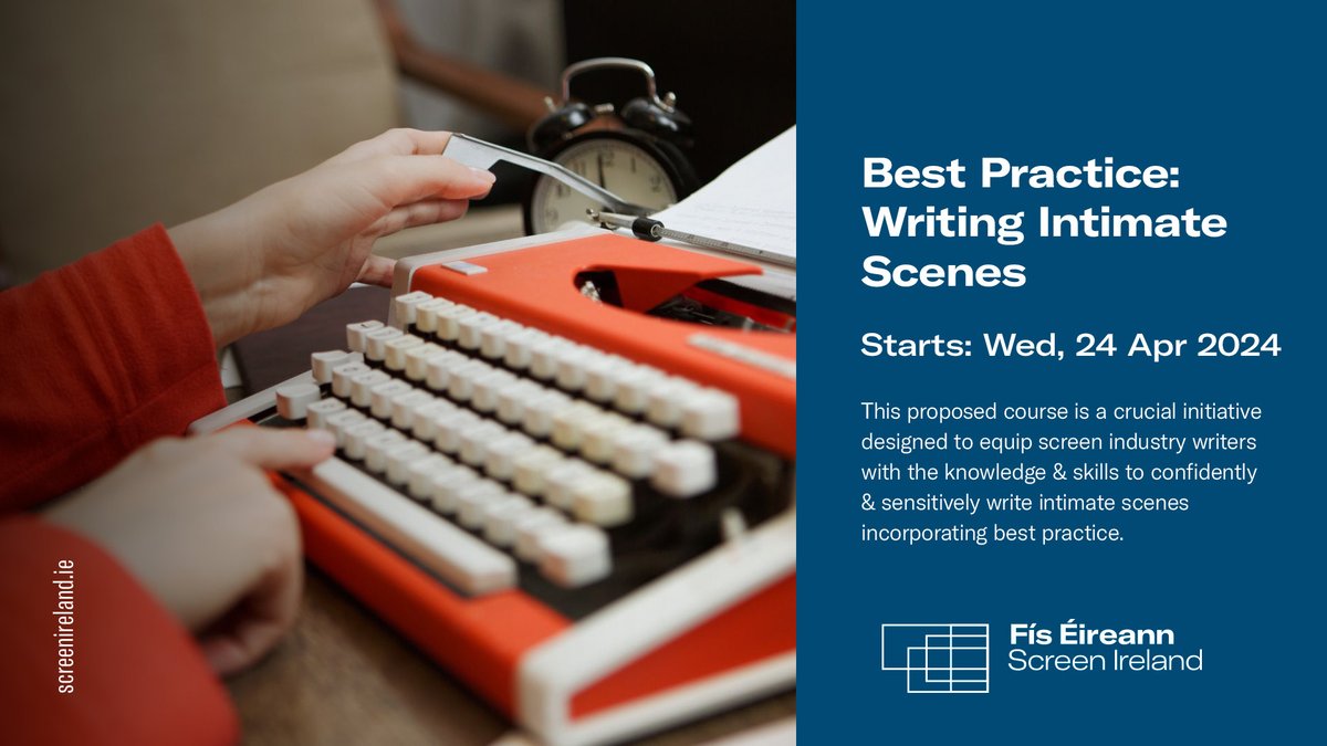 ✍ Screen Ireland is delighted to invite intimacy coordinator Róisín O'Donovan (Foundation, Vikings: Valhalla, The Wonder) to host a half-day session on best practice for writing intimate scenes for the screen on Wed, 24th April. Learn more & apply ▶ bit.ly/4cMvJON