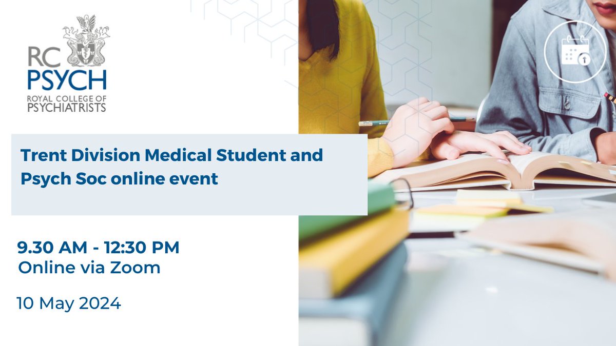 Calling all Medical students and Foundation doctors! The Medical student and Psych soc online conference is taking place on 10 May 2024. With speakers Prof Peter Tyrer & Dr Riadh Abed, Quiz and Q&A. Book your place to attend rcpsych.ac.uk/events/confere… @Choose_Psych @DrShahidLatif