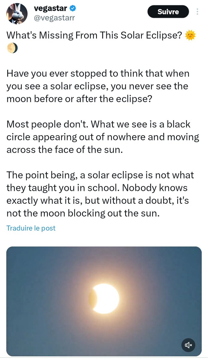 On est en 2024, et un compte avec 200000 followers fait des millions de vues en disant que c'est pas la Lune qui crée une éclipse de Soleil car on ne la voit ni avant, ni après. Dédé, tu as déjà observé les phases de la Lune? Et comment prédit-on les éclipses à la seconde près ?