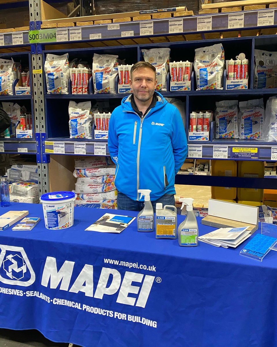 Trade day with @MapeiUKLtd is in progress today at our #newsouthgate branch. Join us for advice and live demos on UltraCare products and more until 2pm!

#trademorning #mapei #tiling #shoplocal #builderdepot #buildersmerchant