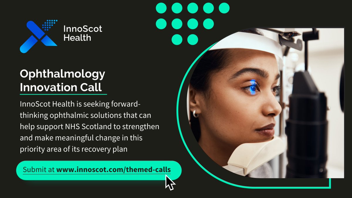 InnoScot Health is seeking forward-thinking ophthalmic solutions that can help support NHS Scotland to strengthen and make meaningful change in this priority area of its recovery plan. Got an idea? Find out how we can support you 👉 innoscot.com/ophthalmology-…