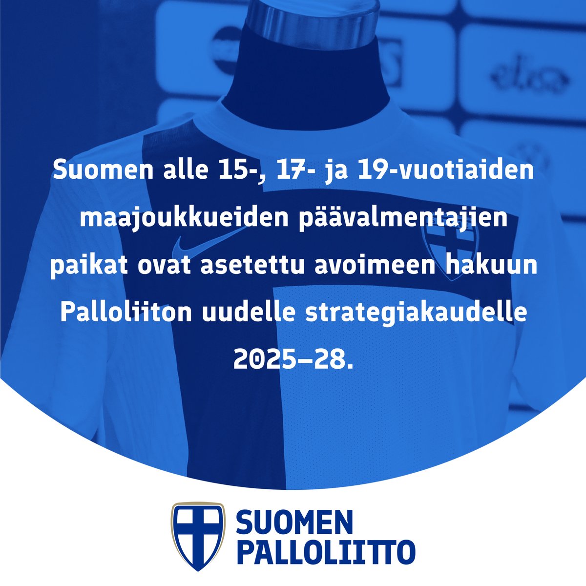 Tyttöjen ja poikien alle 15-, 17- ja 19-vuotiaiden maajoukkueiden päävalmentajien paikat ovat asetettu avoimeen hakuun. Lue lisää ⤵️ palloliitto.fi/ajankohtaista/… @HelmaritFI @Huuhkajat #Pikkuhuuhkajat #Pikkuhelmarit #Minihuuhkajat