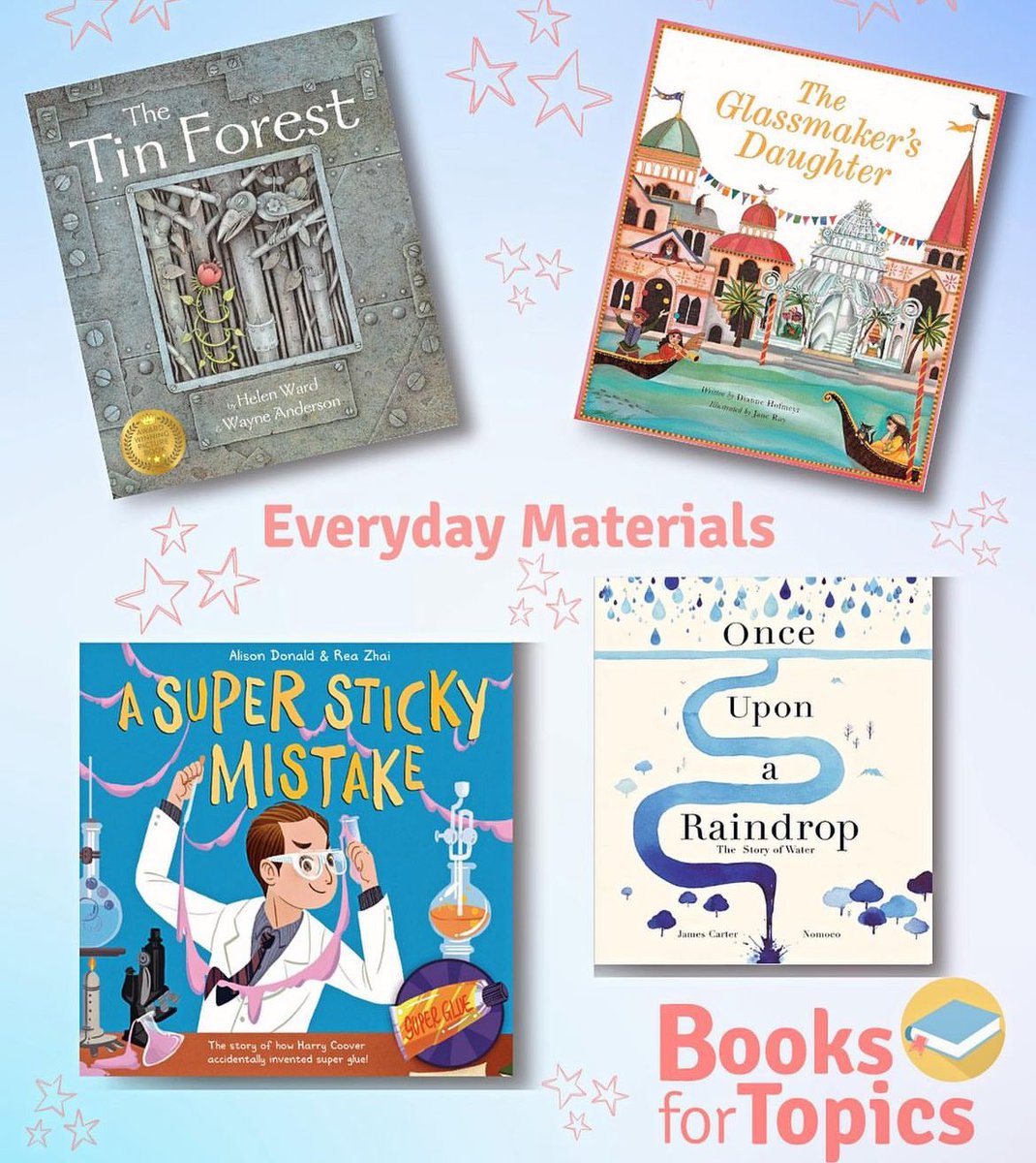 🌟MATERIALS BOOKLIST 🌟 Recommended children’s books about everyday materials: booksfortopics.com/booklists/topi… These stories help children to think about the huge range of materials that make up the things around them! #primaryschoolbooks
