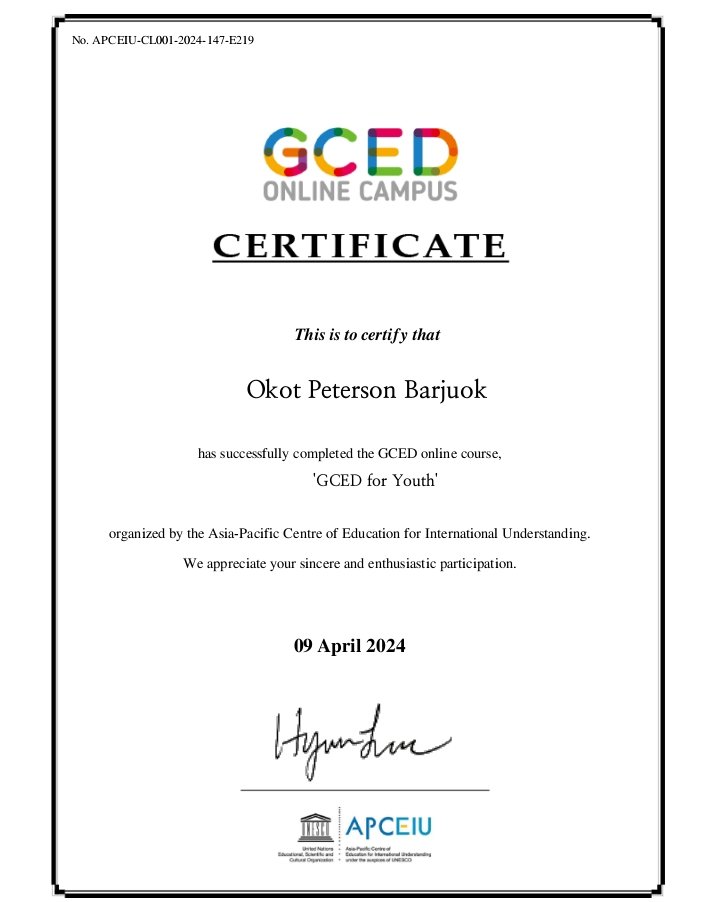 'Just completed an enriching online course on GCED! Grateful for the knowledge gained and ready to make a difference. #GCED'