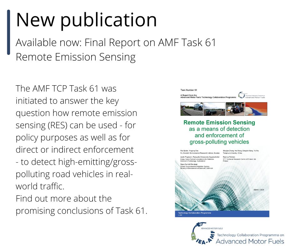 New publication alert
Download the full report here: bit.ly/3vwhiOd
Find out more about AMF Task 61: bit.ly/3TOXHkt

#emission #res #vehicles #pollutant #measurement