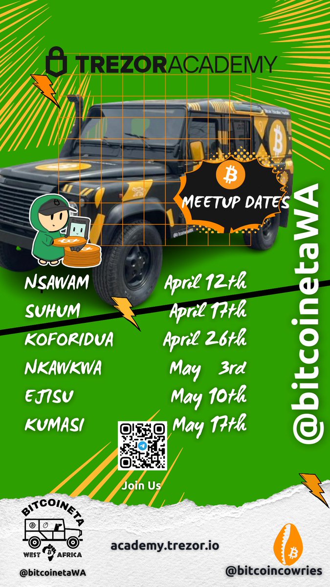 RT- @bitcoincowries: The process of planning and organizing a tour across #Ghana with a focus on educating people about #Bitcoin has been quite an elaborate one. A considerable amount of effort and collaboration between our team and hosts... #TrezorAcademy