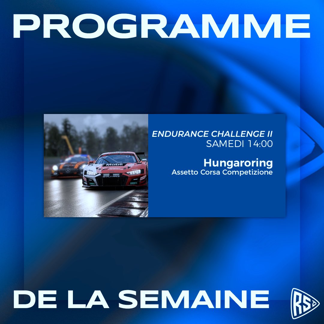 Nouvelle semaine ! Un beau programme qui vous attend sur les antennes RaceStartTV avec 3 événements. Rendez vous dès mercredi soir pour le GT WORLD CHALLENGE.