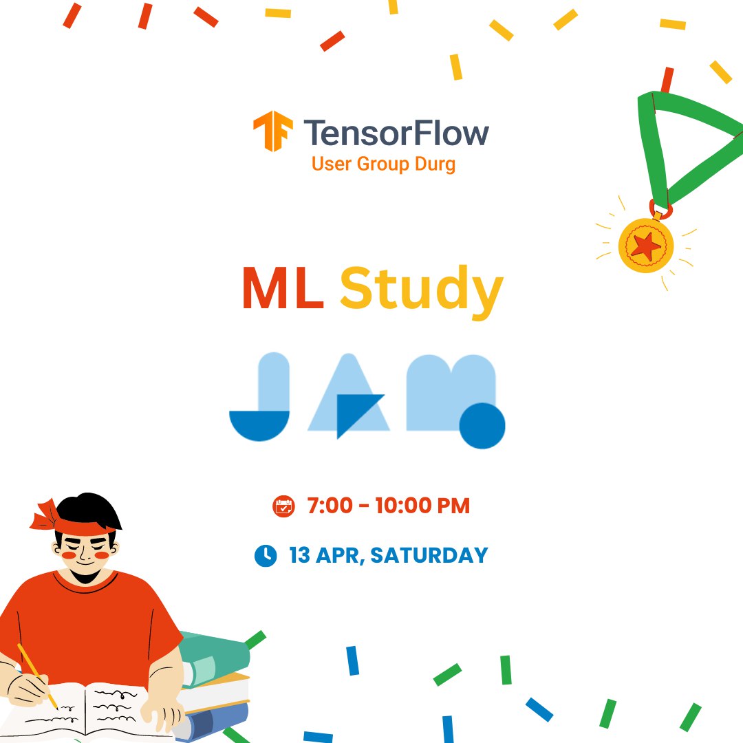 ML Study Jams is here! 🥳🚀 Ready to dive into Machine Learning from scratch? ✨ Our Study Jams are perfect for beginners! Explore key ML concepts, work on hands-on projects, and connect with fellow learners.