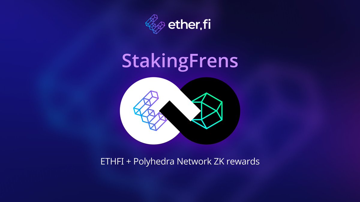 Announcing Staking Frens, our biggest campaign yet! 🪙 TLDR: From April 9th-18th, for every 1 $ETH staked earn 1 $ETHFI per day plus a share of $500k of $ZK @PolyhedraZK tokens This is ON TOP of staking rewards + ether.fi + @eigenlayer points 1⃣🧵👇