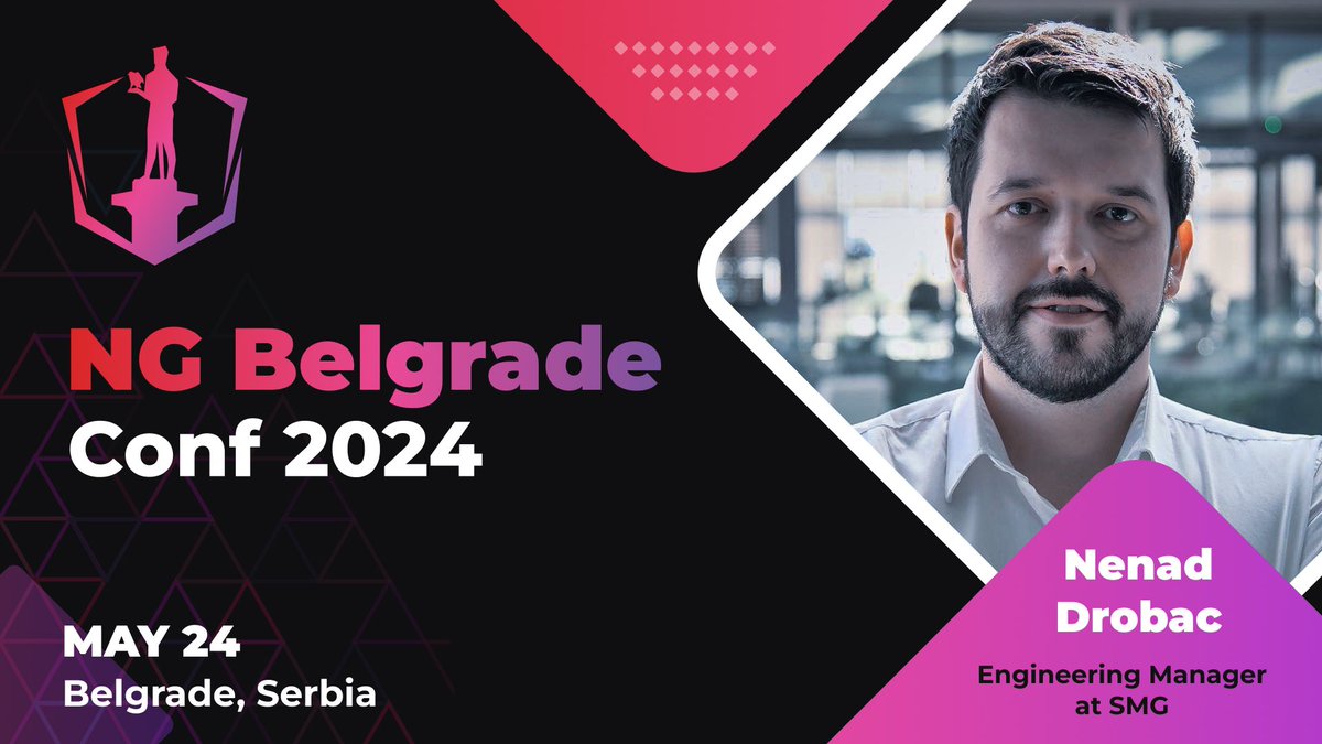 We’re pleased to announce our next speaker, Nenad Drobac! 🎉 Nenad is an Engineering Manager at SMG. 💙 🎟️ Get your ticket: angularbelgrade.org/#tickets #NGBelgradeConf #AngularBelgrade