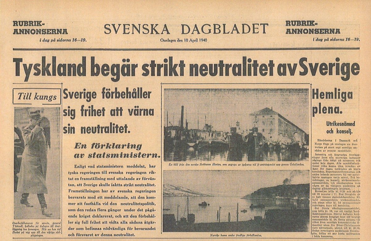 Den 11 april 1940 påbjöds i hemlighet allmän mobilisering i Sverige till följd av det tyska anfallet på Danmark och Norge två dagar tidigare.#svhist #dagensdatum