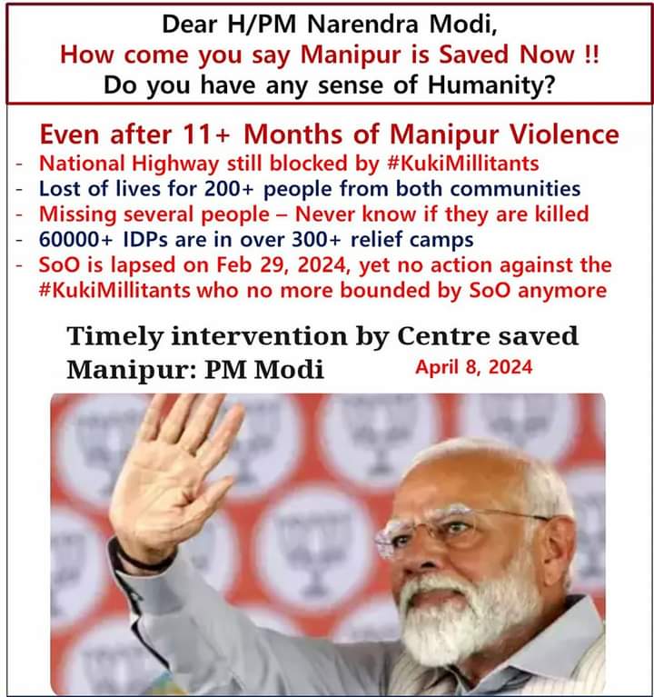 Jati1982's tweet photo. Shame on you honourable #NarendraModiji 
#ManipurViolence #BBCNews #TimesNowExclusive #TimesNowNavbharat #ndtv #timesofindia #indianexpress #worldmeiteiforum https://t.co/p4139Me9V4