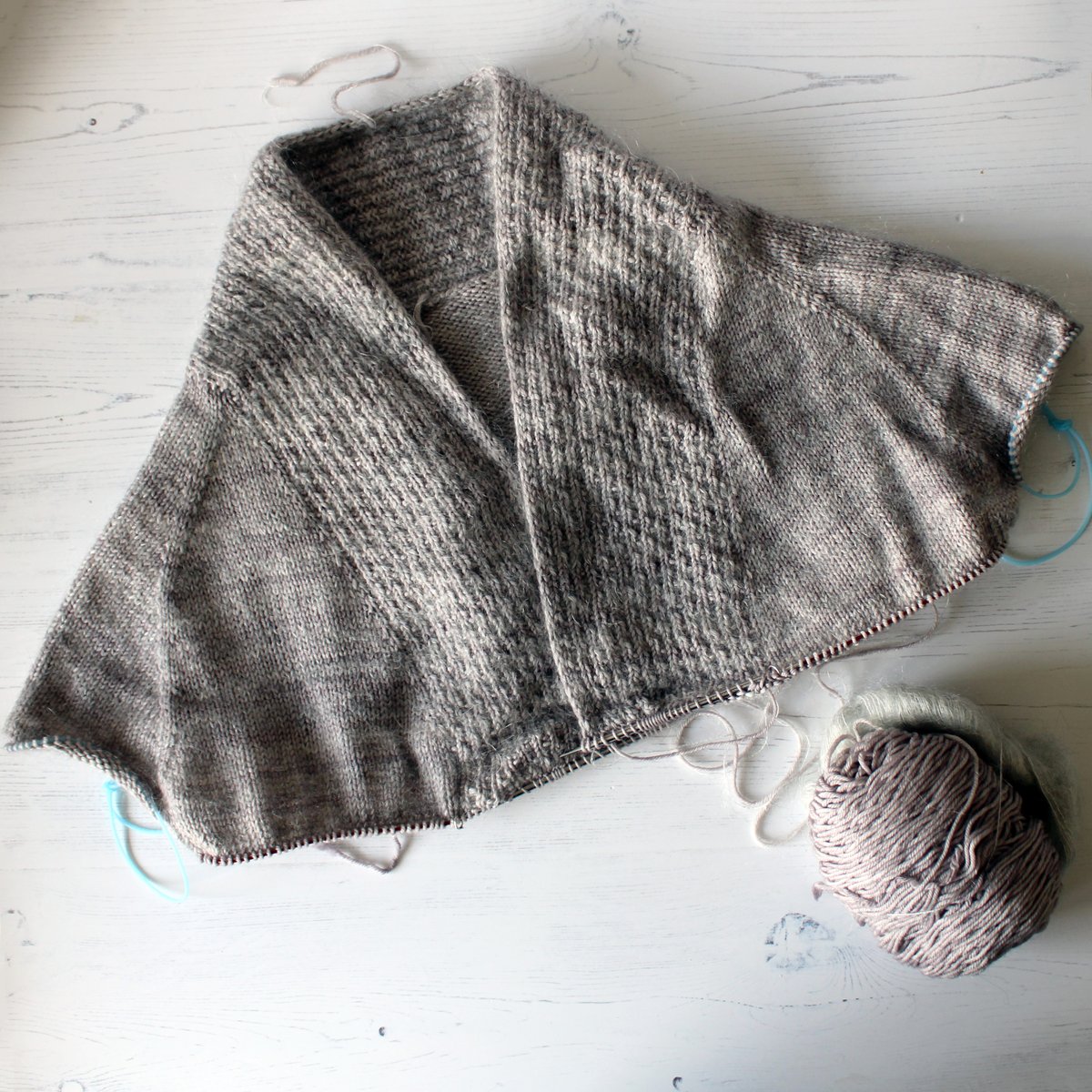 Another project from my WIP pile today! This one is my Beau B cardigan. I really love the pattern, but not the mohair. I've started it again without the mohair, but I haven't made much progress yet! 

#BeauBCardigan #LaMaisonRililie #Knitting