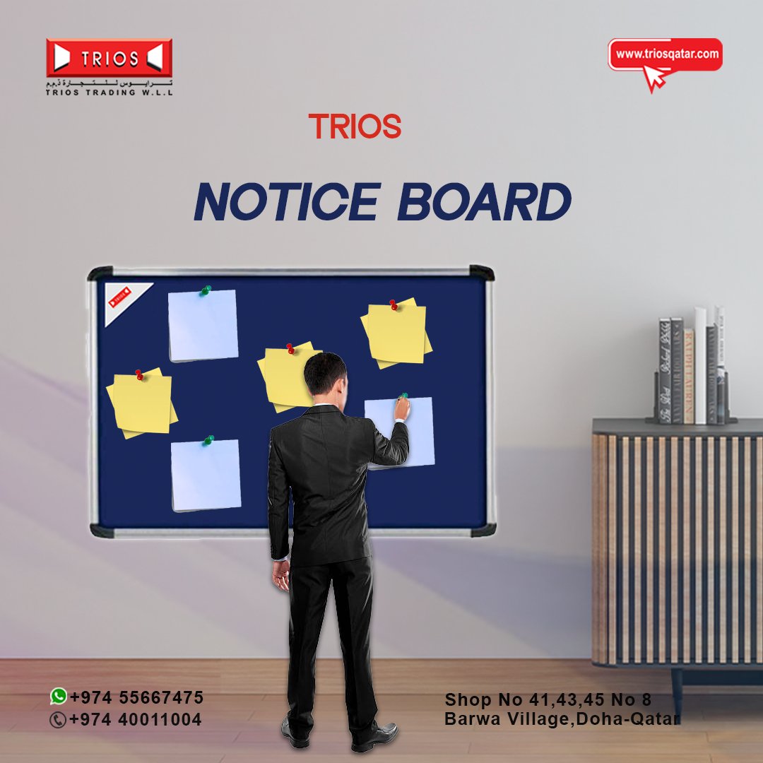 📌📐 Trios Stationery - Your trusted source for high-quality notice boards! #officesupplies #officesupplies #stationerysupplies #stationerysuppliesonline #ecommercebusiness #ecommerce #ecommercestore #ecommercewebsite #onlinepurchasesavailble #onlinepurchase #qataronlineshopping