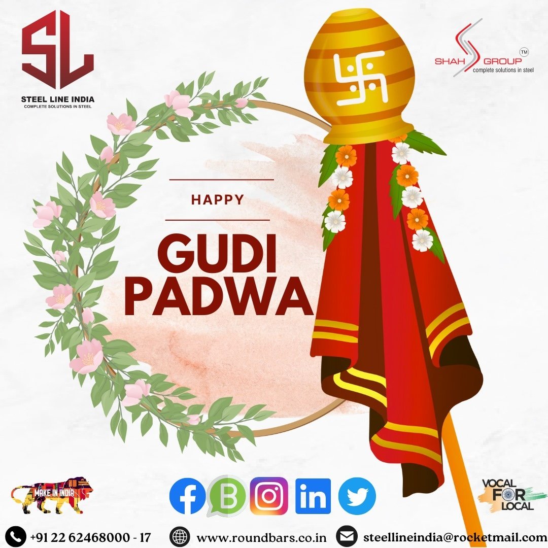 May this Gudi Padwa mark a fresh start, filled with hope and success🌾 

#steellineindia 
#shahgroupofcompanies 
#GudiPadwa #UgadiGudiPadwa
#newyearcelebrations  #ProsperityAndHappiness #BlessingsAndGoodWishes