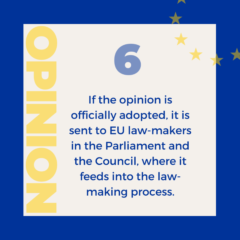 EU_EESC's tweet photo. How do our opinions come to life?

The @Europarl_EN, the @EUCouncil &amp; the @EU_Commission are legally obliged to consult us when passing new laws.

They send us their legislative proposals  &amp; this is when our work starts.

We help shape EU laws more attuned to citizens' needs. ↓