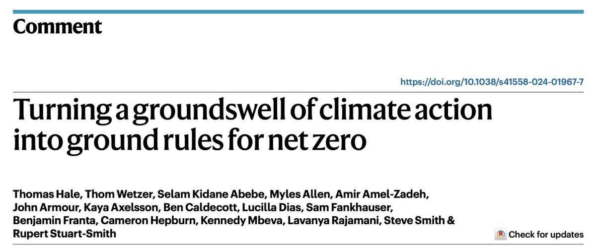 🌍⚖️ In <a href="/NatureClimate/">NatureClimate</a>, we argue that we have reached the limits of voluntary climate action and need to move towards rigorous, cohesive, and fair ground rules to overcome the obstructionism that holds back a just climate transition.🧵

👉 Paper: rdcu.be/dD5T3

[1/10]