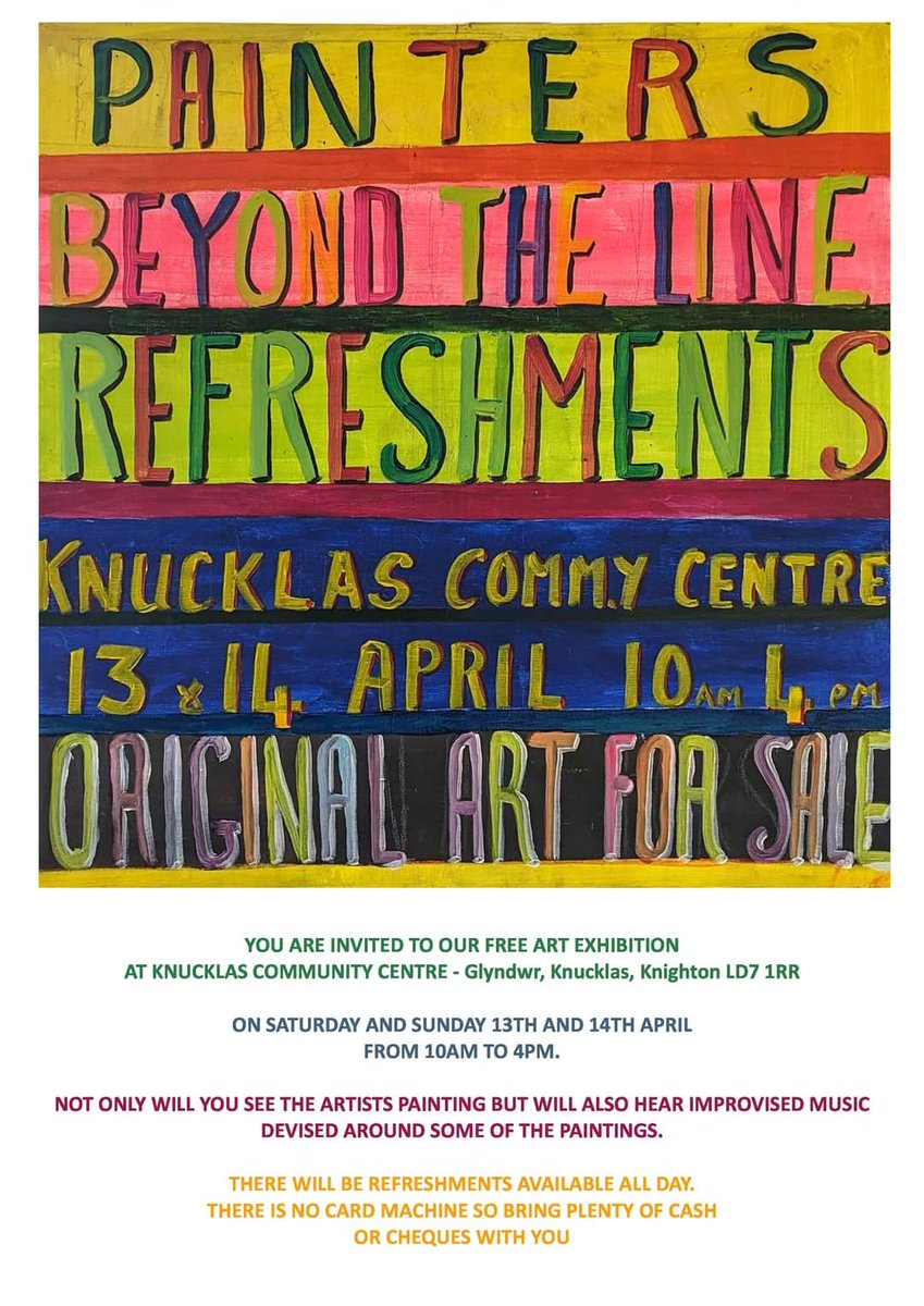 Coming up in #Knucklas this weekend! Work by 10 local artists on display and gor sale. #Presteigne #Kington #Leintwardine #Knighton