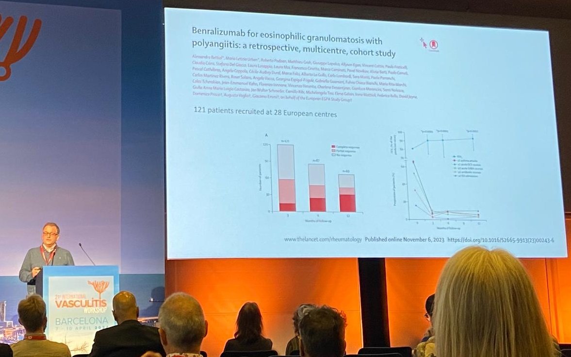 @RoserSolans @fmartinezvalle @sergioprietoglz Dia 3. Hem començat el matí ben d'hora amb la sessió: EOSINOPHILIC GRANULOMATOSIS WITH POLYANGIITIS AND HYPEROESINOPHILIC DISEASES, moderada per la Dra Holle i el Dr Vaglio. S'han presentat varis estudis multicèntrics on hem tingut l'oportunitat de col·laborar 🙌