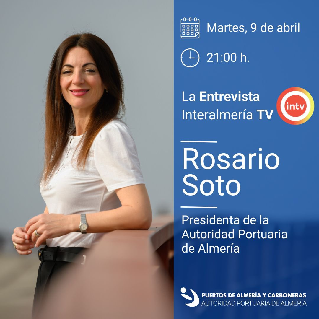 📺 La presidenta de la Autoridad Portuaria de Almería, Rosario Soto, será entrevista esta noche en @interalmeriatv a partir de las 21:00 horas