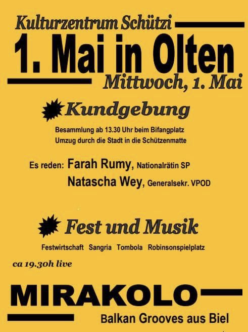 ⚠️ Unsere Co-Präsidentin und Nationalrätin, Farah Rumy, spricht am 1. Mai in Olten über die Umsetzung der Pflegeinitiative! 🚨