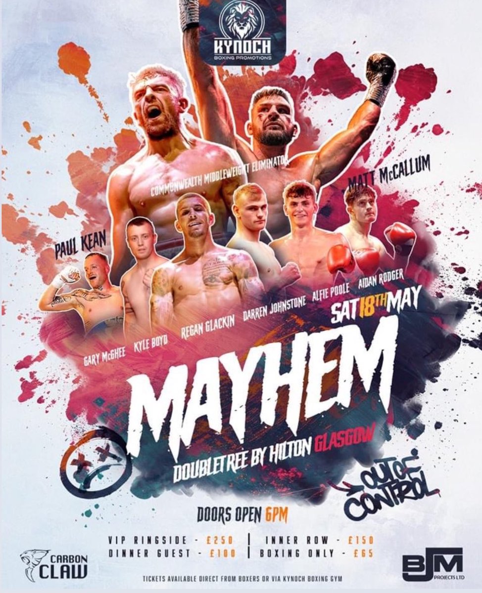 May 18th up next. 14-0 incoming ! 💫 🗓️ - 18.05.24 📍- Double tree, GLA 🎫 - £65, £100, £150, £250 VIP. Get in touch to secure your tickets. @joehamsnr | @SamKynoch | @KynochBoxing