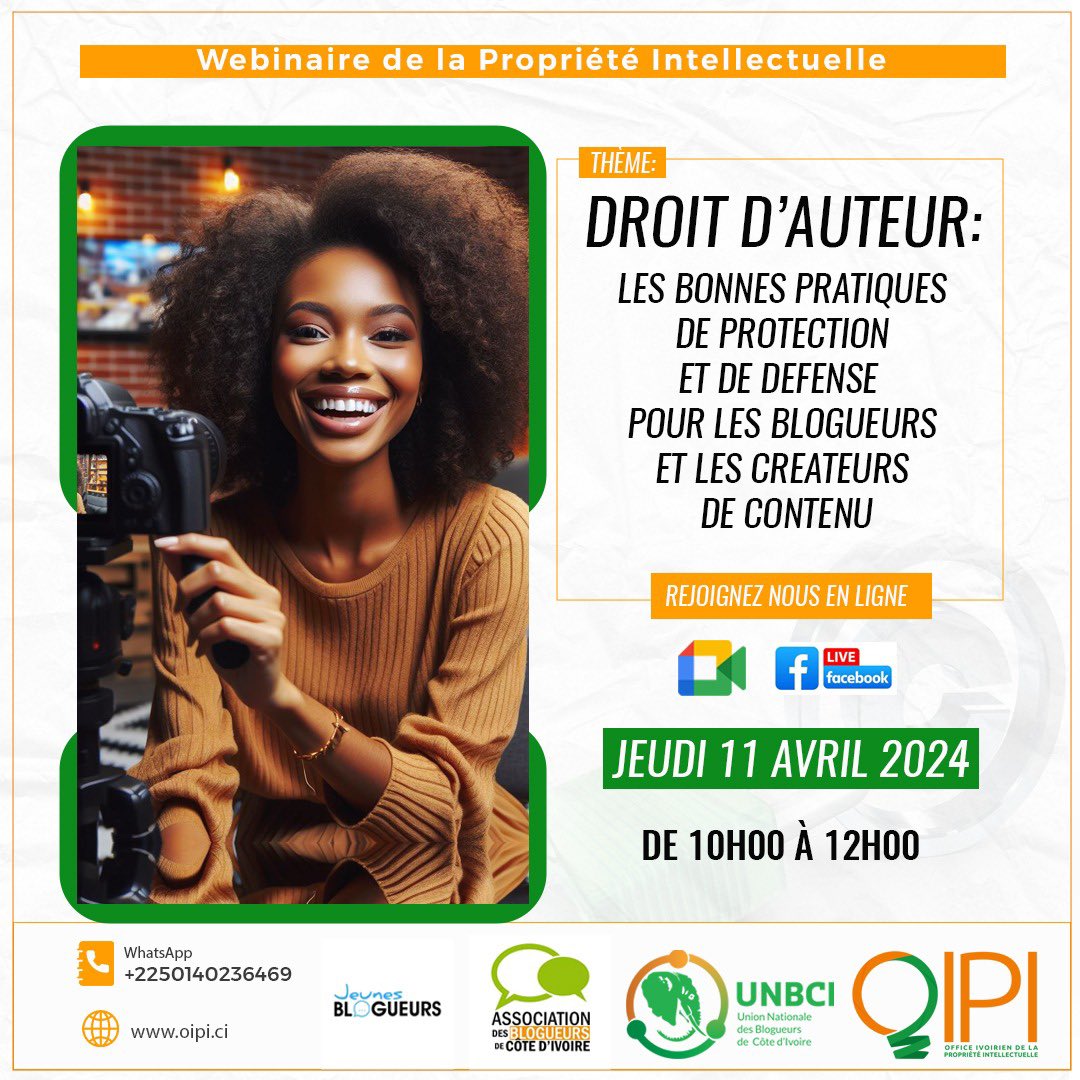 𝗪𝗘𝗕𝗜𝗡𝗔𝗜𝗥𝗘 𝗗𝗘 𝗟𝗔 𝗣𝗥𝗢𝗣𝗥𝗜𝗘𝗧𝗘 𝗜𝗡𝗧𝗘𝗟𝗟𝗘𝗖𝗧𝗨𝗘𝗟𝗟𝗘 :
Vous êtes un(e) Blogueur, un(e) créateur (trice ) de contenu, Consommateur de contenu et vous voulez en savoir plus sur le Droit d'auteur, sa protection(.)
👇👇👇
meet.google.com/wgr-rirh-cuz