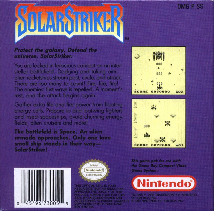 SOLAR STRIKER: In 1990 a brave pilot began a mission to save the world from war hungry aliens. A great Game Boy vertical shoot 'em up from Minakuchi Engineering and Nintendo, did you ever beat this and manage to unlock the Hard Mode? #retrogaming #Nintendo #Gameboy #90s #gaming