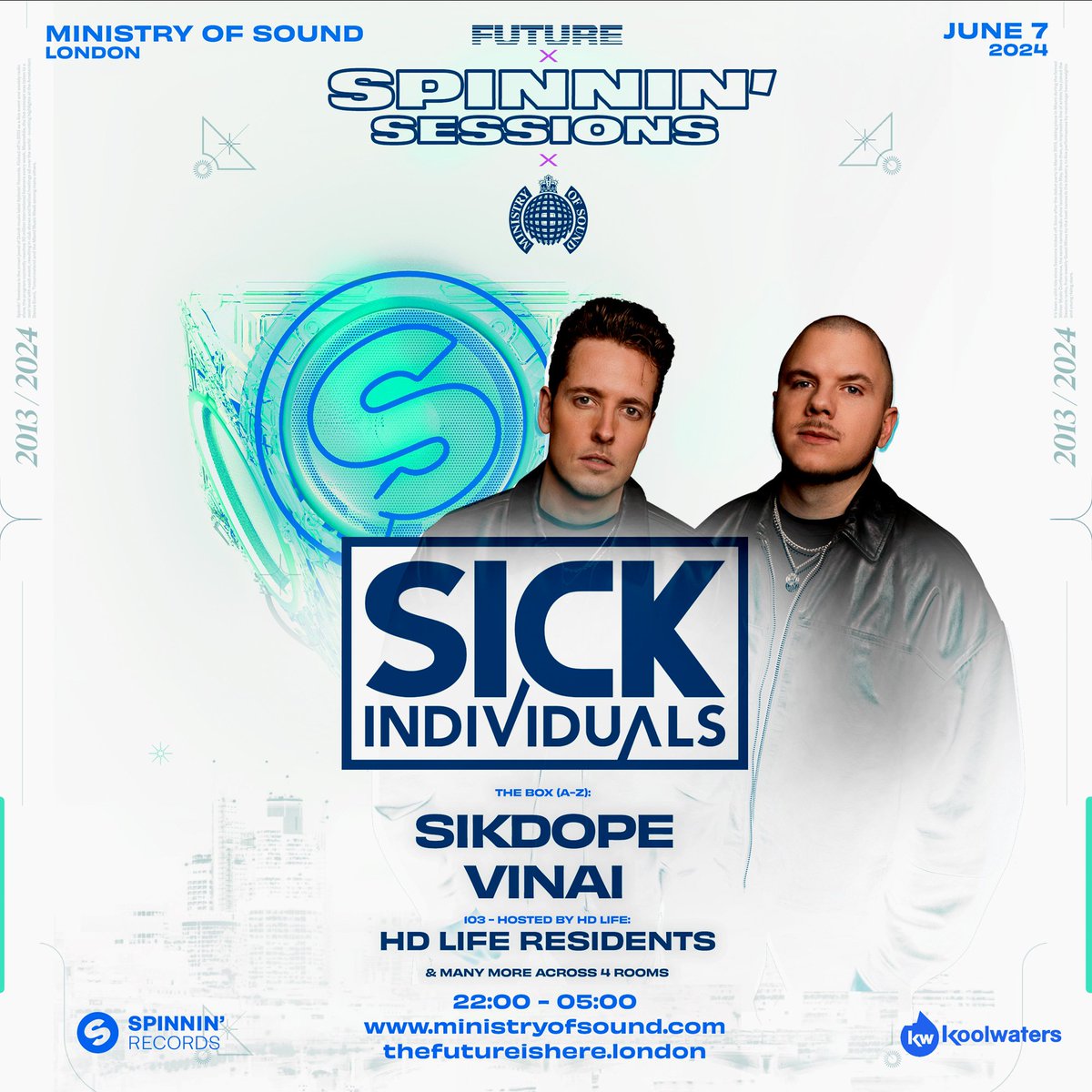 Come party with @SICKINDIVIDUALS in the heart of London at Spinnin' Sessions x Ministry of Sound club on JUNE 7, 2024 🇬🇧 Grab your tickets now: shorturl.at/qsJX5