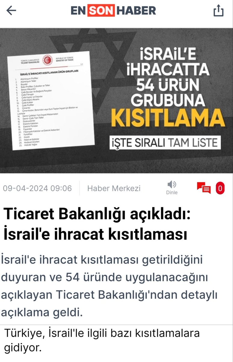 Şimdi soru şu: Biz bu haltı niye yedik? ... Savaşın başından beri Bu ürünleri İsrail'e göndermişiz. Ama Sürekli inkar ettik, Biz satmıyoruz dedik, Yok Filistin'e gidiyor dedik. Yalancı şahitler konuşturduk. İsraille ticareti kes diyenleri terörist ilan ettik, Marjinal gruplar…