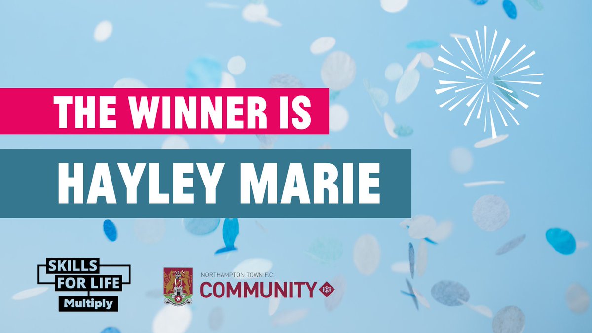 The winner of our NTFC ticket giveaway is….
Hayley Marie.

Congratulations, Hayley! 🎉

Thank you to everyone who entered. Stay tuned for more giveaways soon! 👀

#giveaway #competitionwinner #ntfc #football #northnorthants #ItAllStartsWithSkills #SkillsForLife #MultiplyNNC