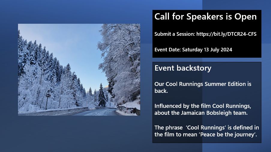 It is always fun to have an event with a backstory. Why not join us to craft a new story #DataToboggan Cool Runnings CfS is Open. Submit now CfS: buff.ly/3VFvnn6 Date: 13th July 2024 #datatoboggan #azuresynapse #microsoftfabric #synapseanalytics