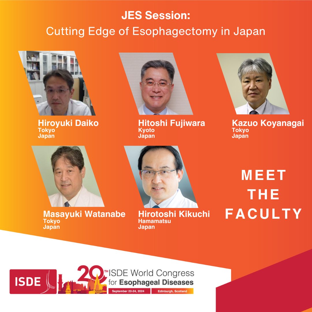 Join our esteemed faculty to hear the insights on the Cutting Edge of Esophagectomy in Japan. See you at #ISDE2024 at the Edinburgh International Conference Centre! Details at: isde-congress.net #ESOPHAGUS #ISDE #oesophageal #esophageal #oesophagus