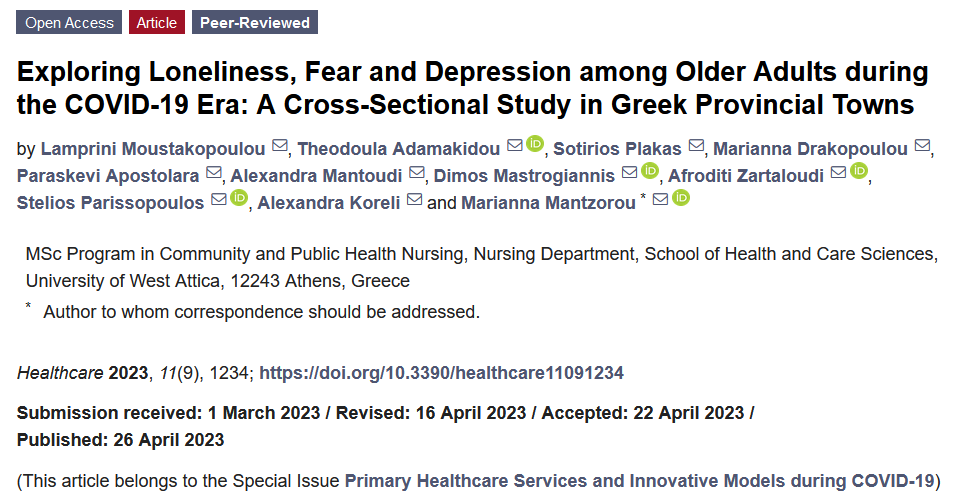 📢#Recommendedpaper

'Exploring #Loneliness, #Fear and #Depression among #Older #Adults during the COVID-19 Era: A Cross-Sectional Study in Greek  Provincial Towns'. @MariannaMantzo1 @sparissopoulos @uniwa_gr

📌Find the full paper here: mdpi.com/2227-9032/11/9…