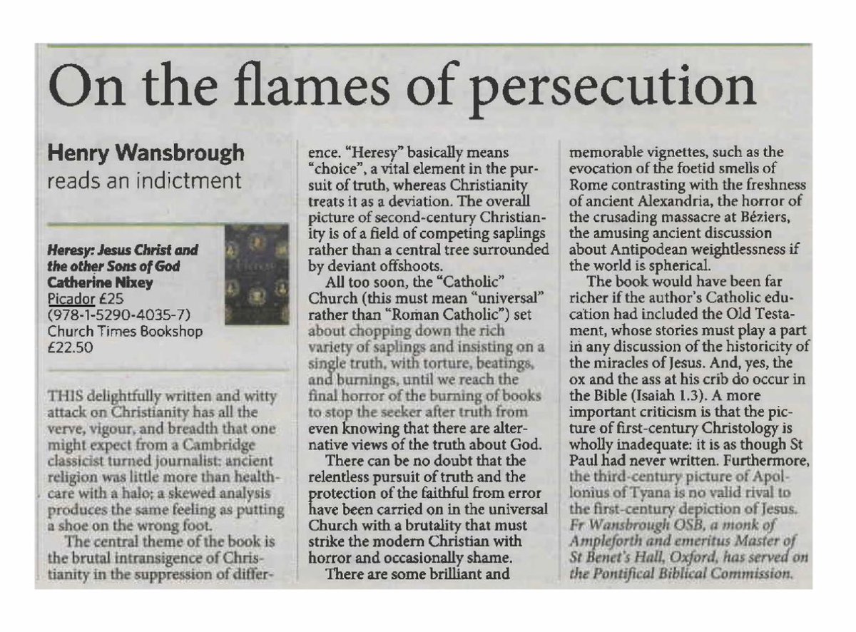 “This delightfully written and witty attack on Christianity has all the verve, vigour and breadth that one might expect from a Cambridge classicist turned journalist: ancient religion was little more than healthcare with a halo”… Church Times on Catherine Nixey’s HERESY