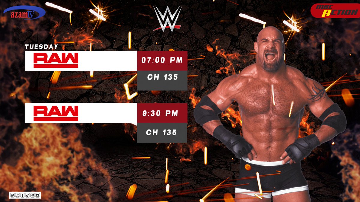ALL THE WRESTLING LOVERS, DON'T MISS WWE ON MBC ACTION TODAY (CH 135)

WWE RAW     @ 7: 00 PM
WWE RAW     @ 9: 30 PM

#azamtvmalawi
#AzamTV
#MBCAction
#WWE
#entertainmentforeverybody