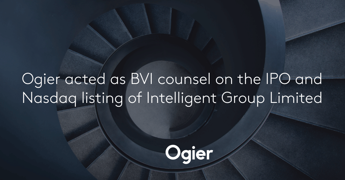 Ogier in Hong Kong recently acted as BVI legal counsel to Intelligent Group Limited - a Hong Kong-based financial public relations company, in connection with its IPO. Read more: loom.ly/lYgqcCs #CorporateLaw #Corporate #HongKong #IPO #EquityCapitalMarkets