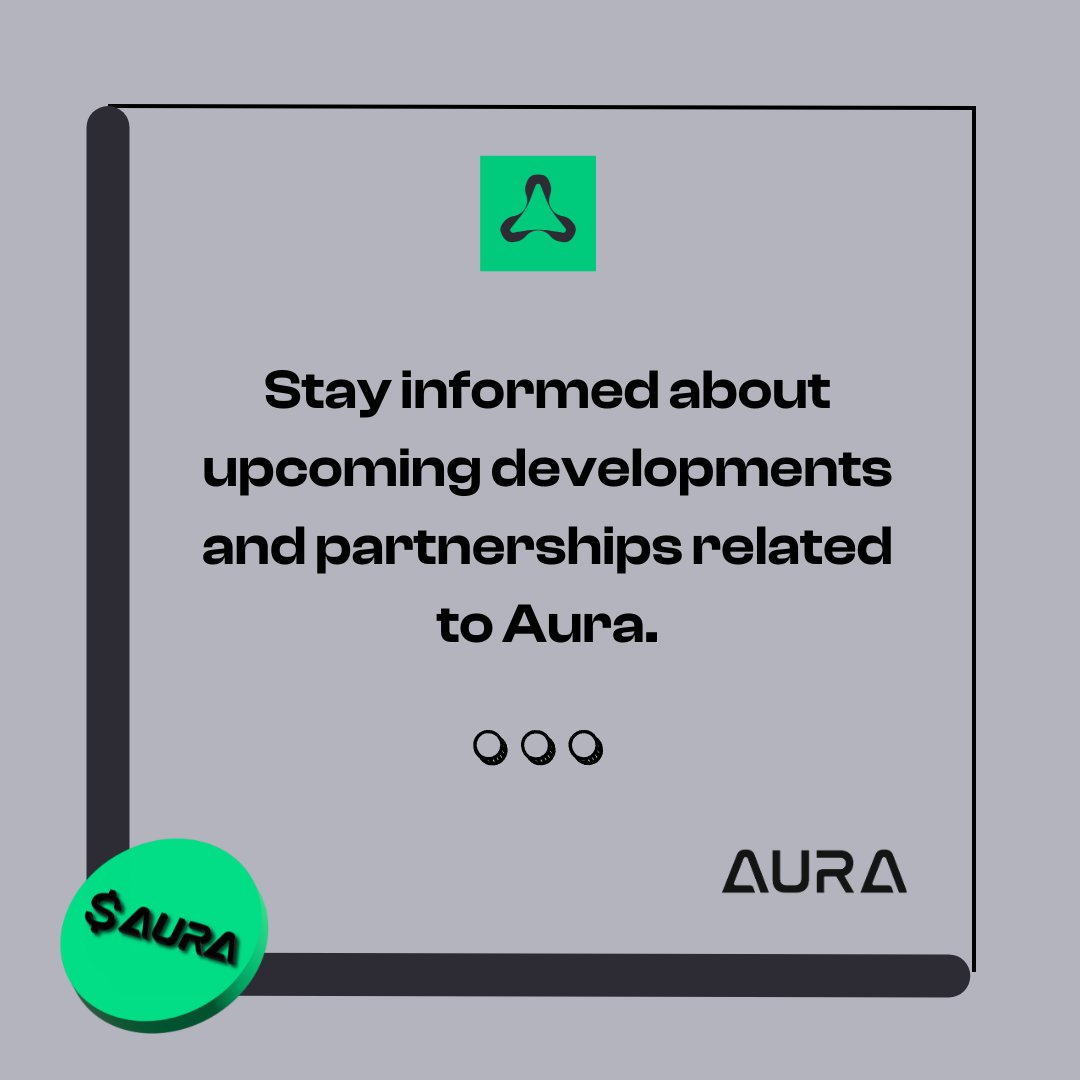 Stay Ahead with Aura! Keep your finger on the pulse of our latest developments and exciting partnerships! Stay informed, stay connected, and watch as Aura continues to redefine the future of decentralised finance!