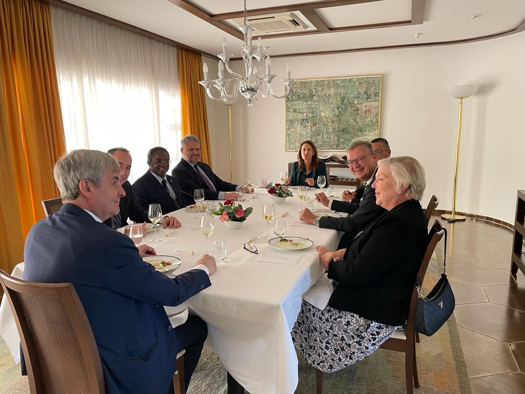 Honoured to have had the party president of the Independent Patriots for Change (IPC), Dr. Panduleni Itula (3rd on left side), on behalf of the ambassadors of the European Union (EU) for an exchange on current affairs in Namibia. Ambassador Dr. Thorsten Hutter (2nd on right side)