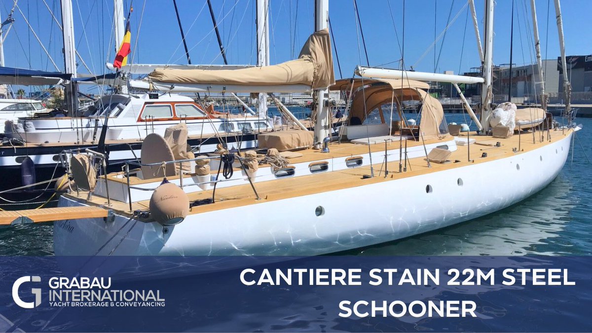 Check out the 1978 Cantiere Stain 22m Steel Schooner 'NASCHIRA' - For sale with Grabau International.

ow.ly/Y7mB50R44Ly

#yachtbroker #yachtbrokerage #yachtsales #luxuryyacht #yachtsforsale #cantierestain #ketch #schooner #bluewatercruiser #bluewater #steelyacht