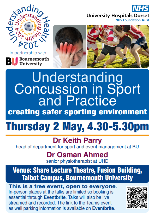 Join our next Understanding Health talk on Thursday 2 May from 4-6pm at BU. We will be joined by Dr Keith Parry, head of department for sport and event management at BU and Osman Ahmed, senior physiotherapist from UHD. Book here > eventbrite.co.uk/e/understandin…